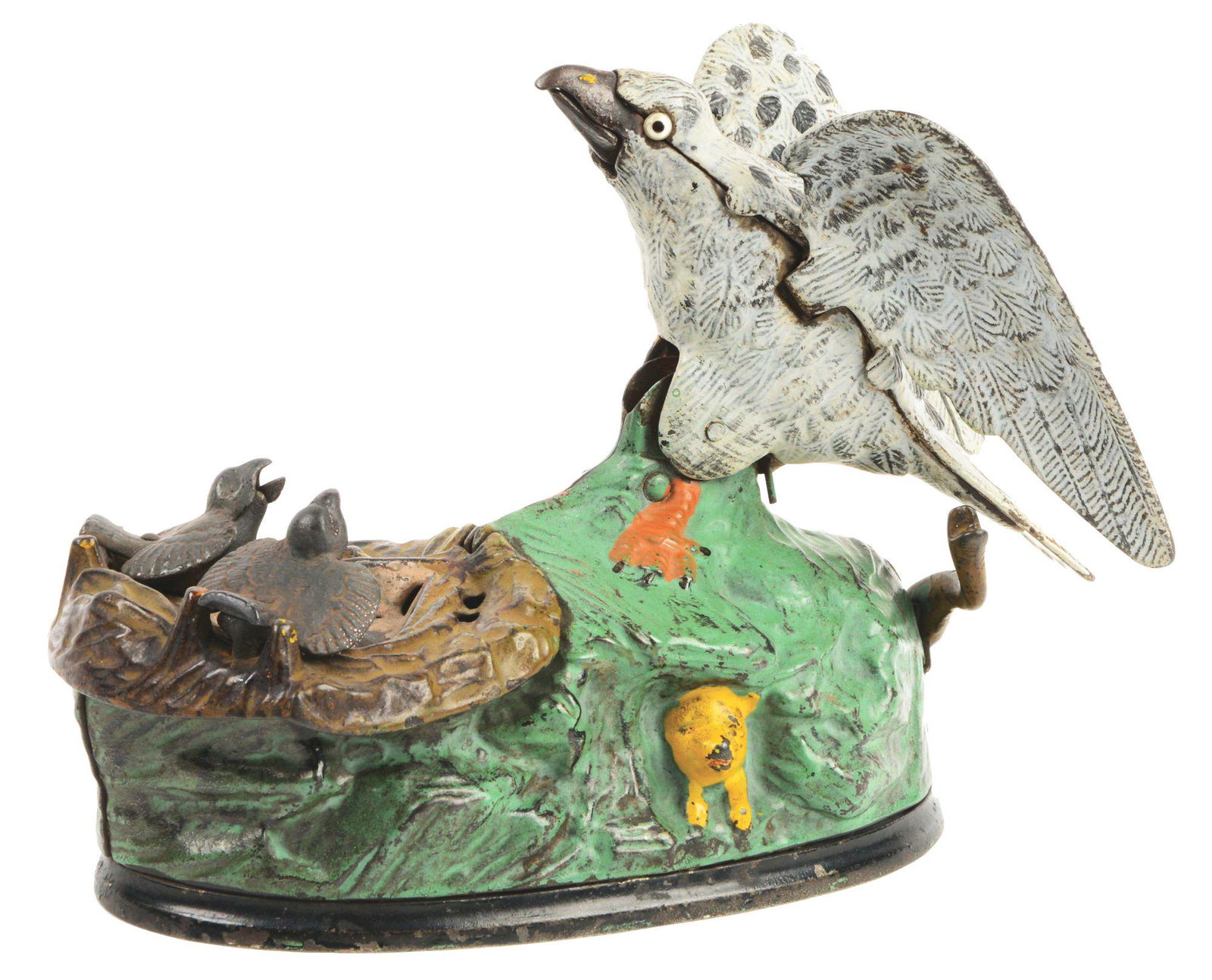 J & E STEVENS EAGLE AND EAGLETS CAST IRON MECHANICAL (1 of 4)