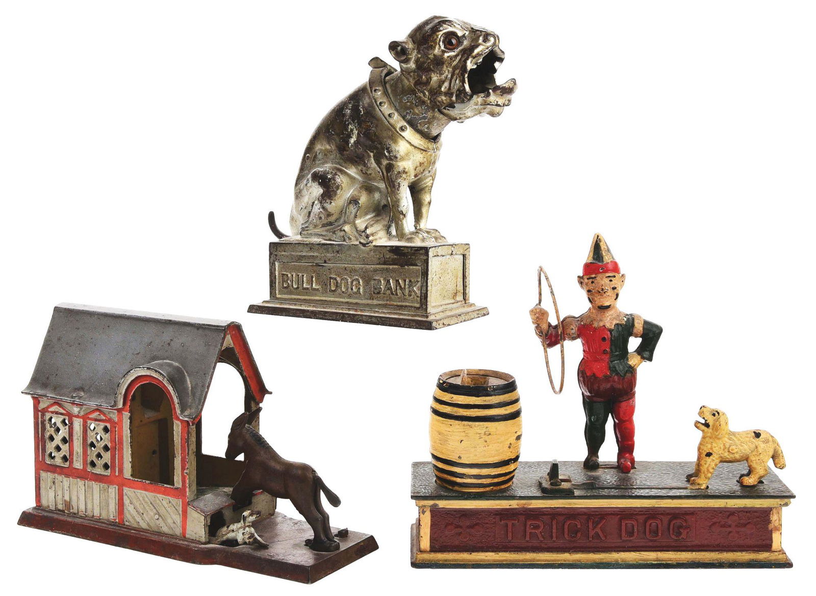 LOT OF THREE CAST IRON MECHANICAL BANKS. (1 of 3)