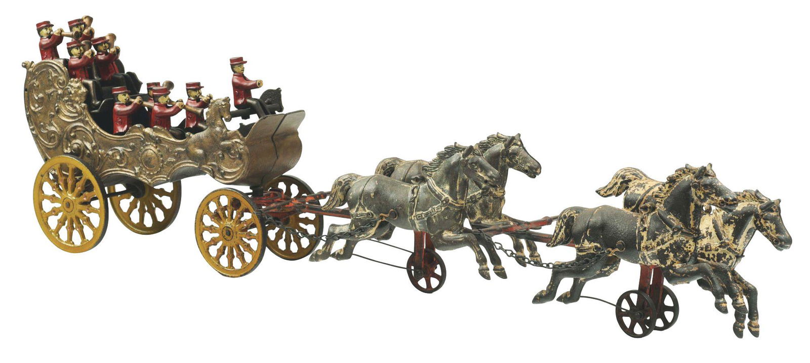 EXTREMELY RARE IVES CAST IRON HORSE DRAWN BAND WAGON. (1 of 3)
