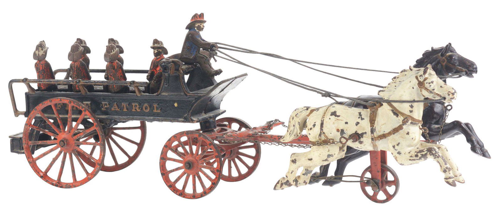 IVES PHOENIX CAST IRON TWO HORSE DRAWN FIRE PATROL WITH (1 of 2)