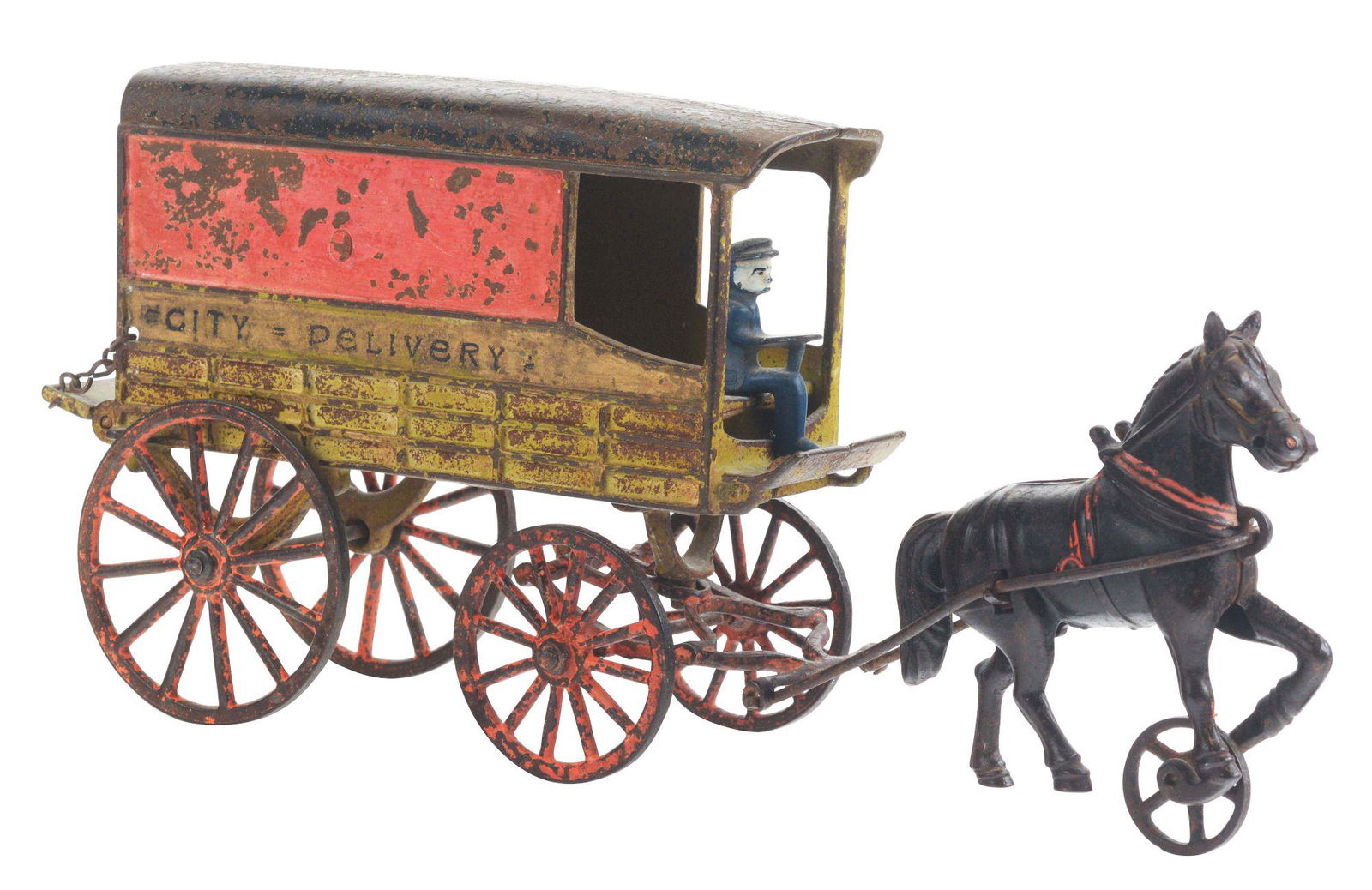 HARRIS ONE HORSE DRAWN CAST IRON CITY DELIVERY WAGON. Mar 10, 2020 Dan Morphy Auctions in PA