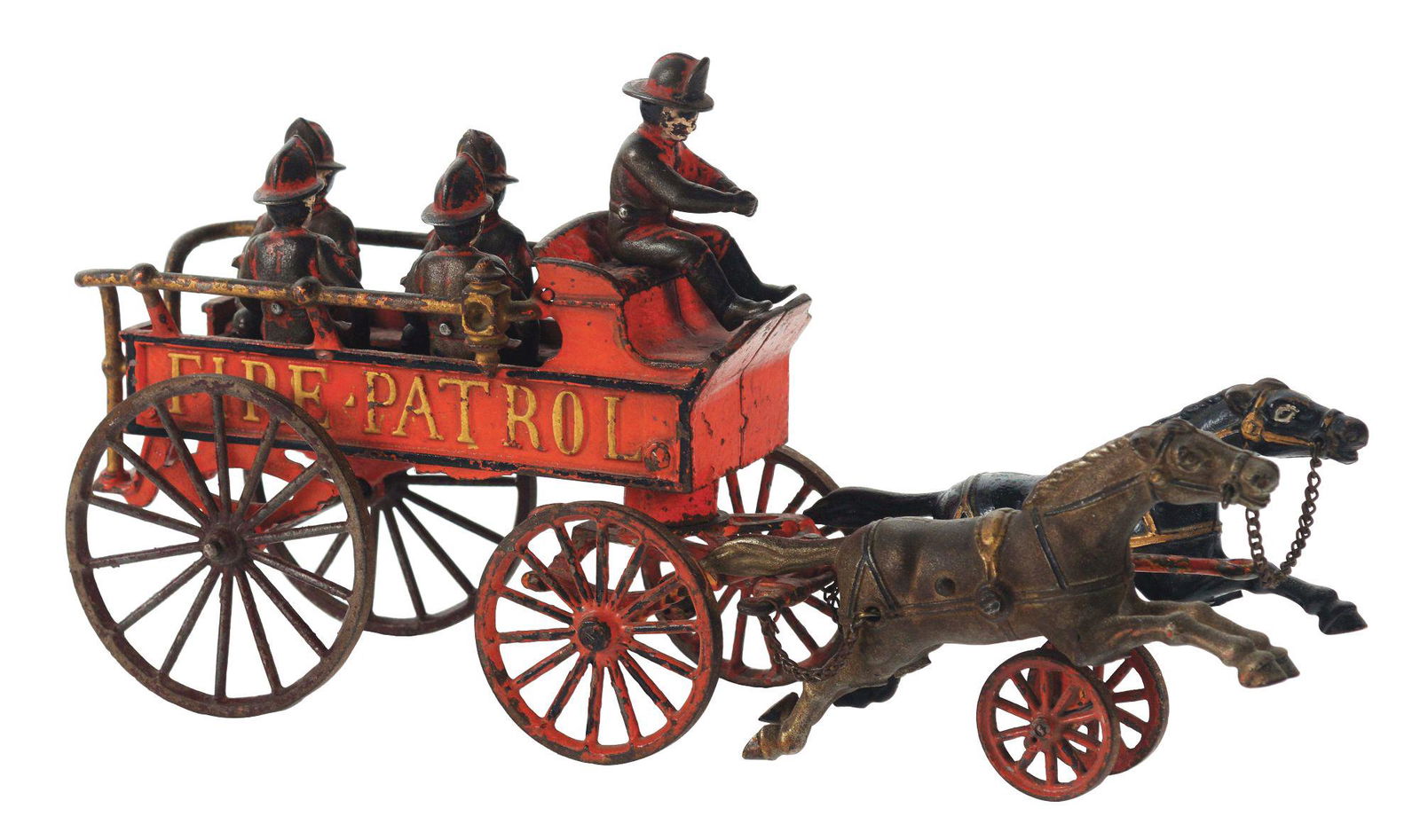 HUBLEY TWO HORSE CAST IRON FIRE PATROL. (1 of 2)