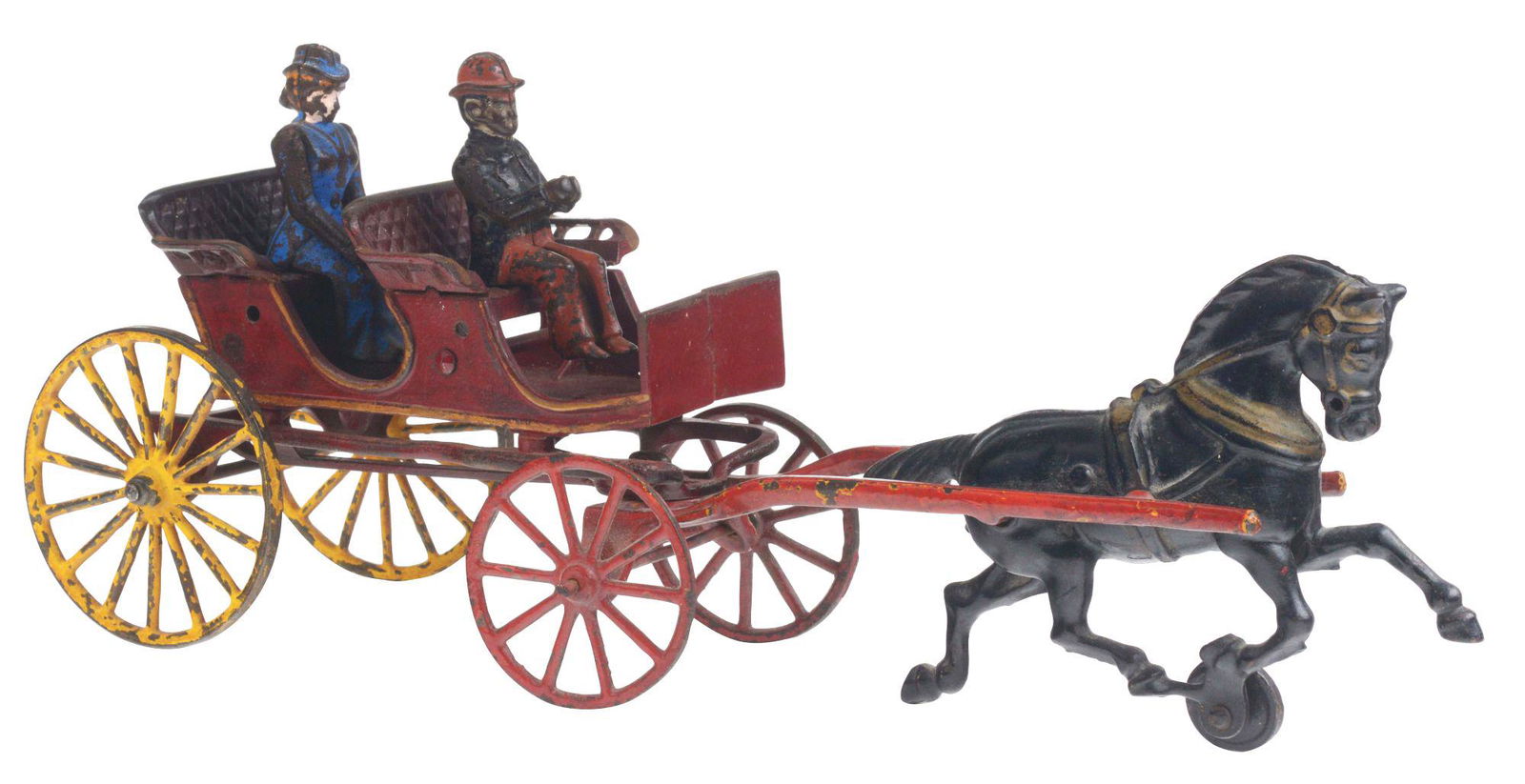 HUBLEY VERY SCARCE CAST IRON TWO SEAT SURREY. (1 of 3)