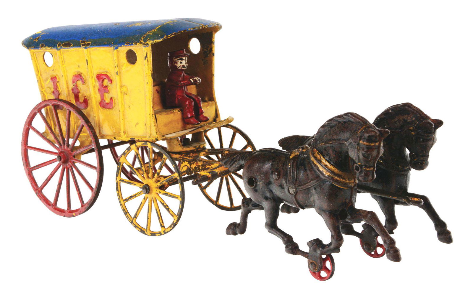 HUBLEY CAST IRON HORSE DRAWN ICE WAGON. (1 of 4)