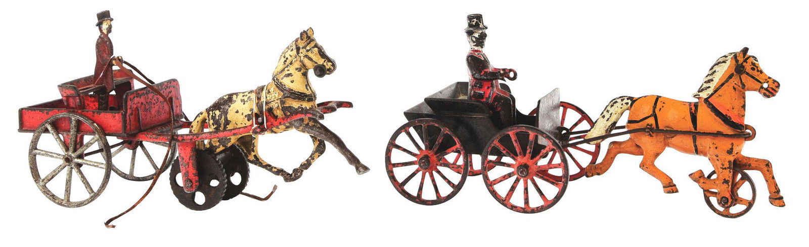 LOT OF 2: EARLY AMERICAN MADE CAST-IRON HORSE-DRAWN (1 of 3)