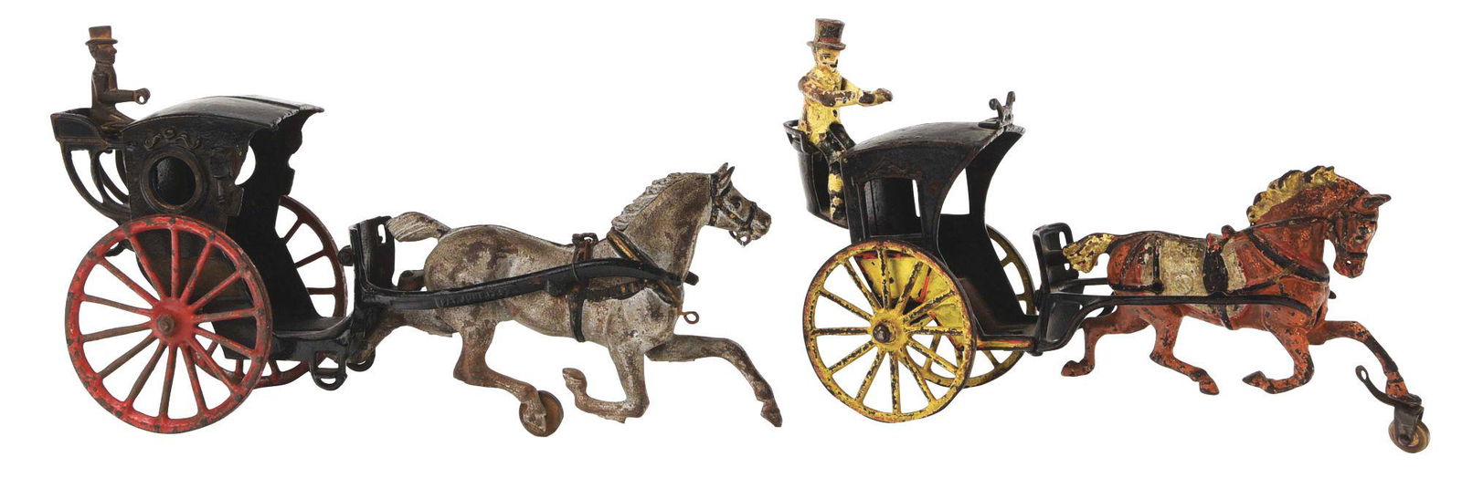 LOT OF 2: CAST-IRON AMERICAN MADE HANSOM CAB TOYS. (1 of 3)