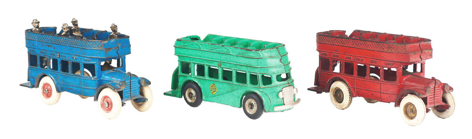 LOT OF THREE ARCADE DOUBLE DECKER BUSES. (1 of 2)