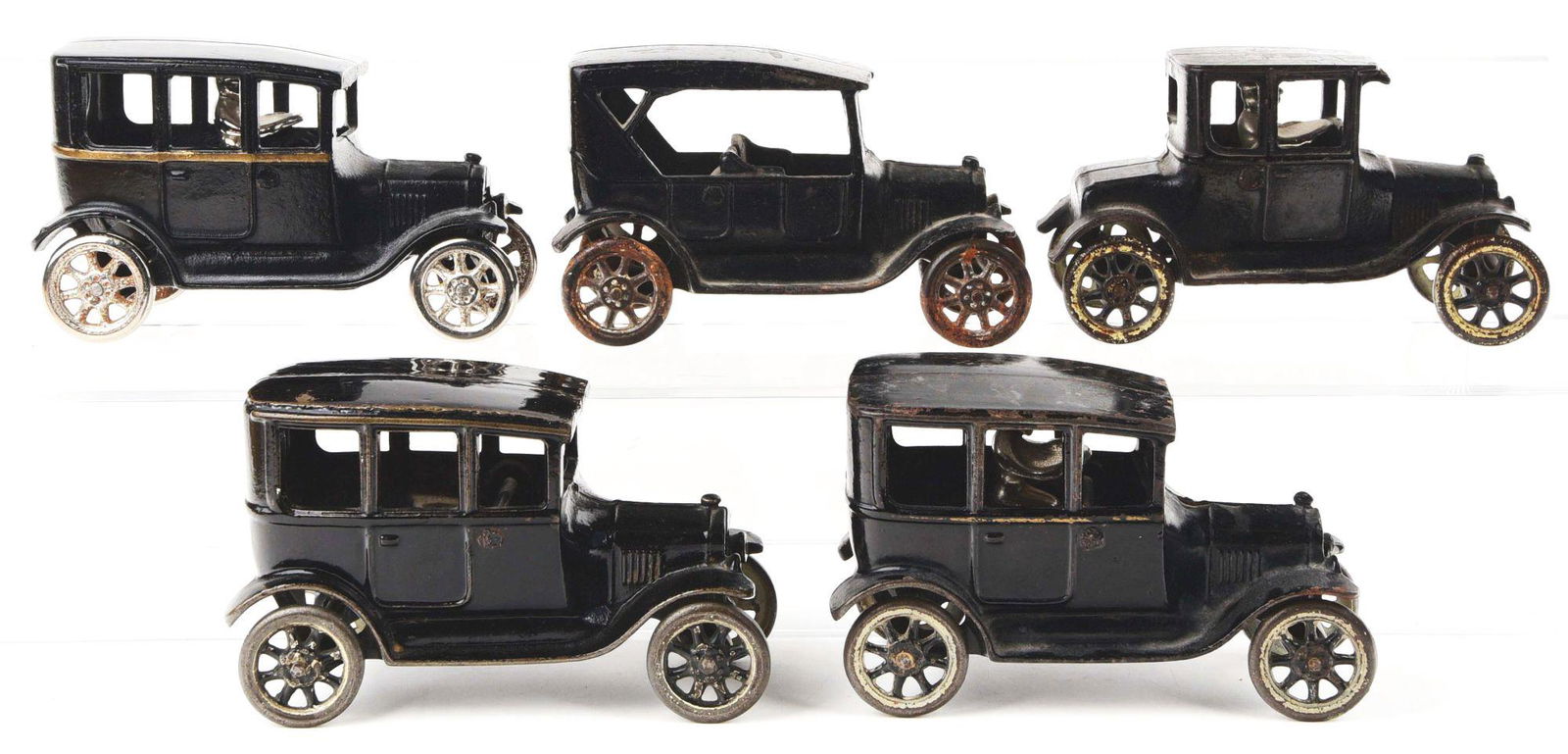 LOT OF 5: CAST-IRON ARCADE AUTOS. (1 of 2)