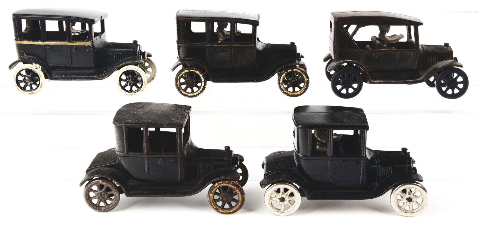 LOT OF 5: CAST-IRON ARCADE AUTOS. (1 of 2)