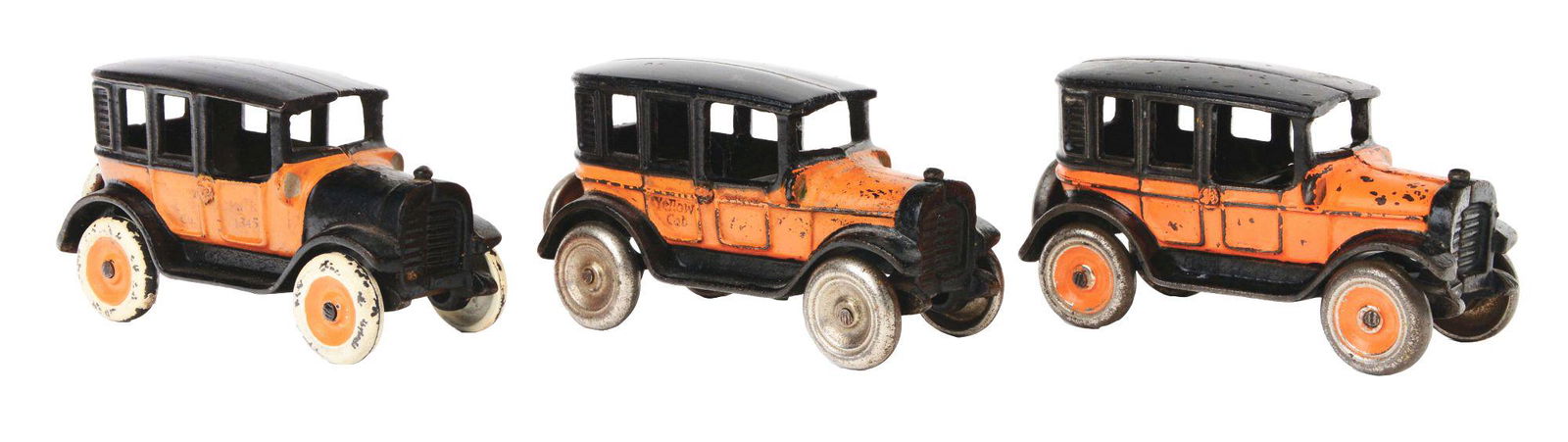 LOT OF 3: CAST-IRON ARCADE TAXI CABS. (1 of 3)