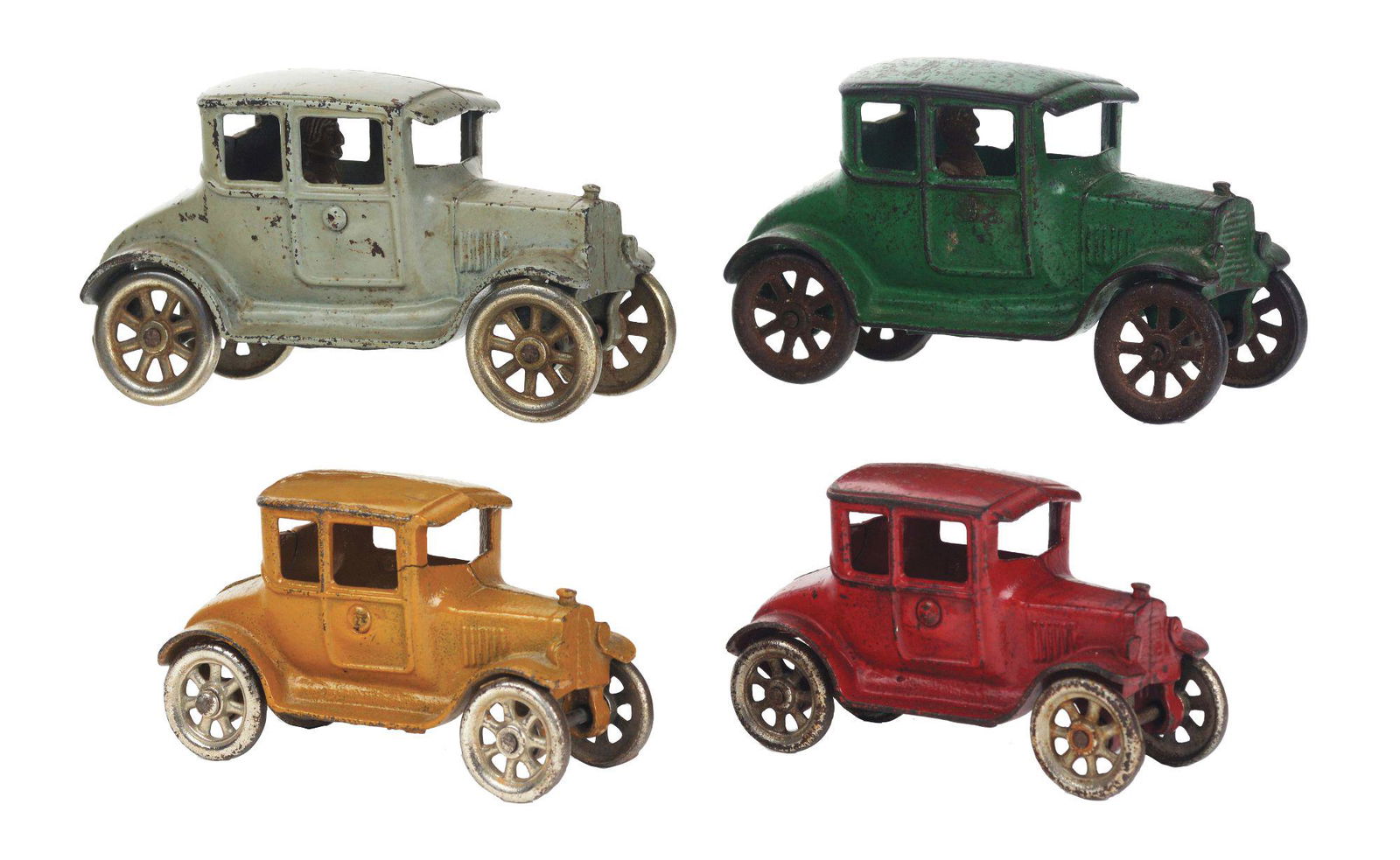 LOT OF 4: CAST-IRON KILGORE AUTOMOBILE TOYS. (1 of 2)