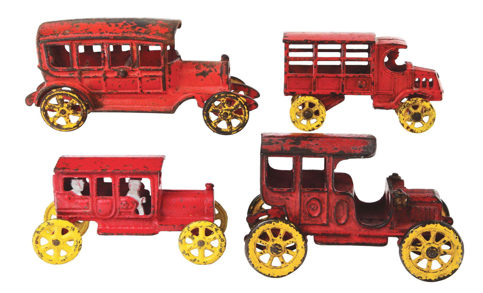 LOT OF 4: AMERICAN MADE CAST-IRON EARLY VEHICLE TOYS. (1 of 2)