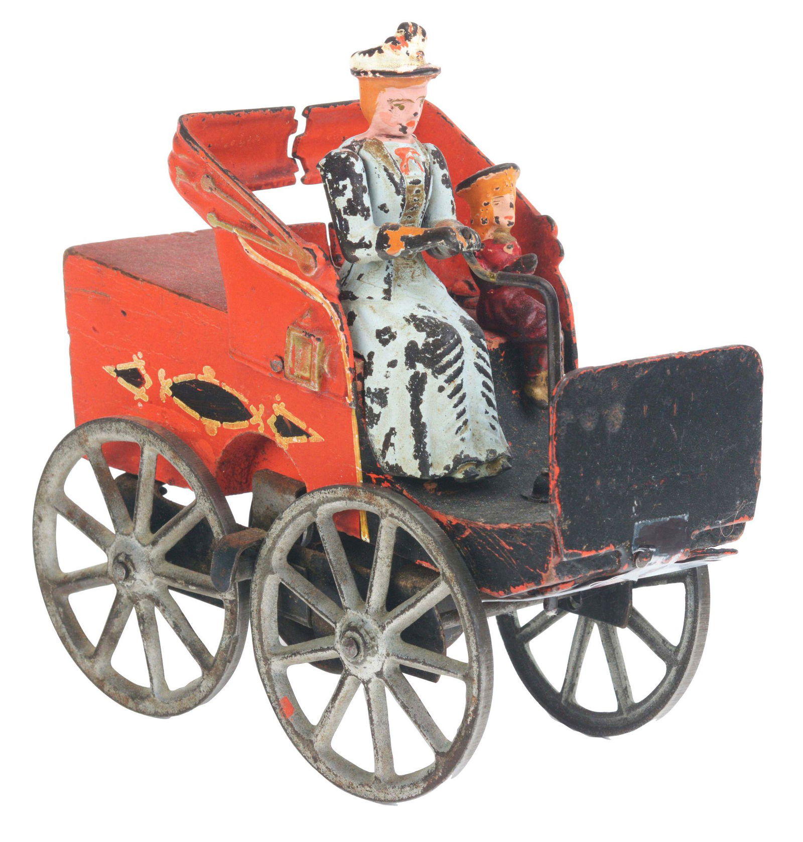 CLARK WOOD AND CAST IRON HORSELESS CARRIAGE AUTO WITH (1 of 3)