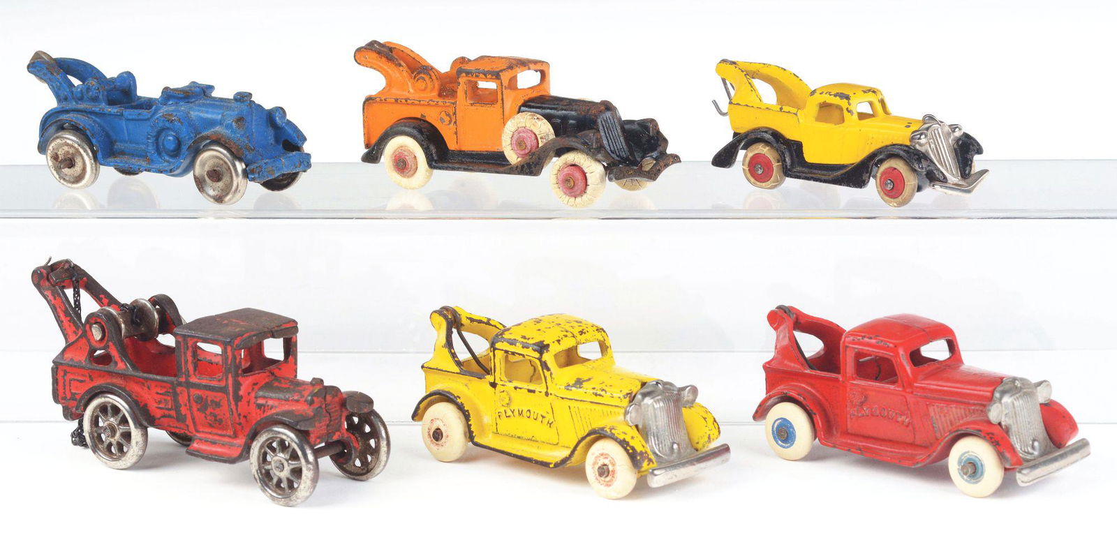 LOT OF 6: CAST-IRON AMERICAN MADE TOW TRUCKS. (1 of 2)