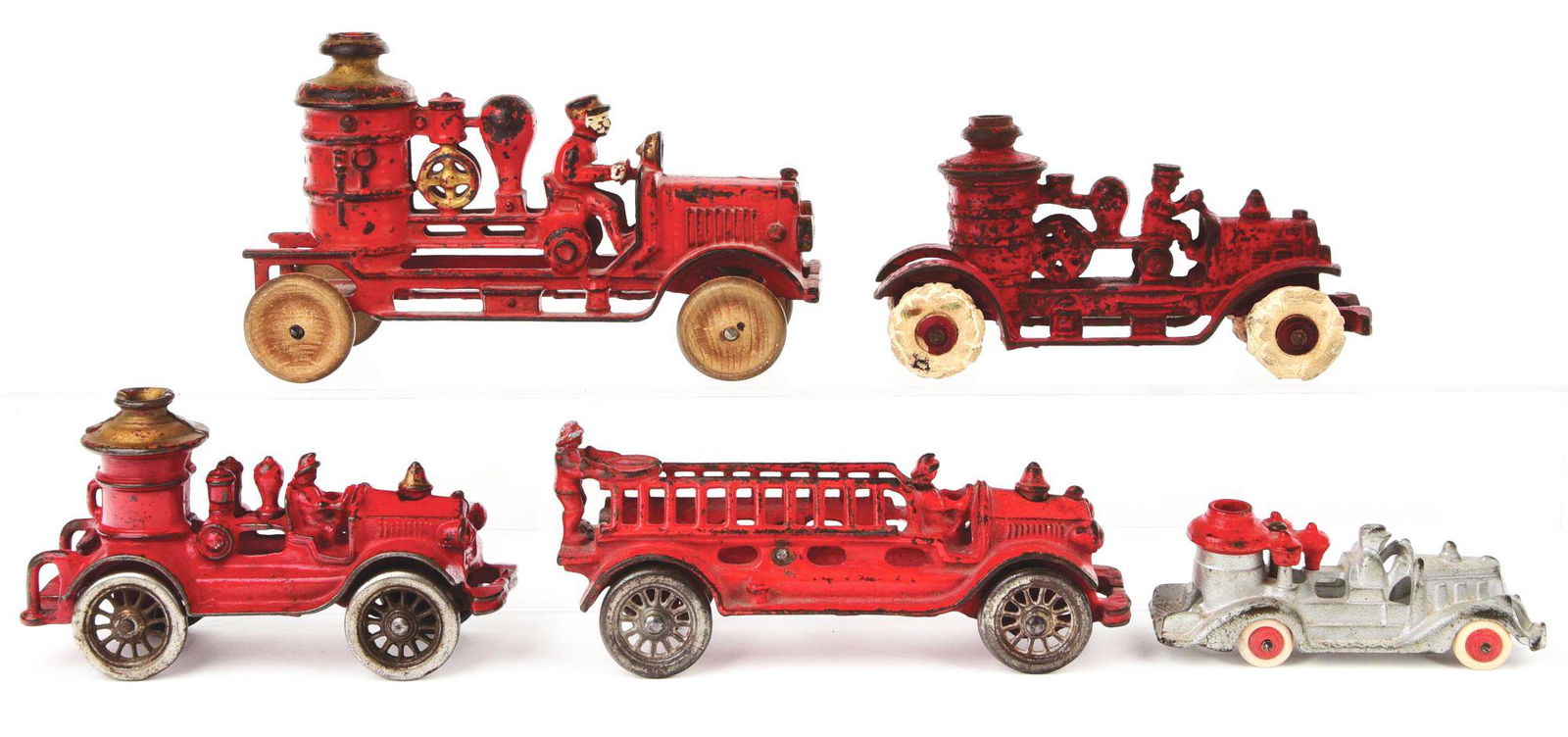 LOT OF 5: CAST-IRON AMERICAN MADE FIRE PUMPER AND (1 of 2)