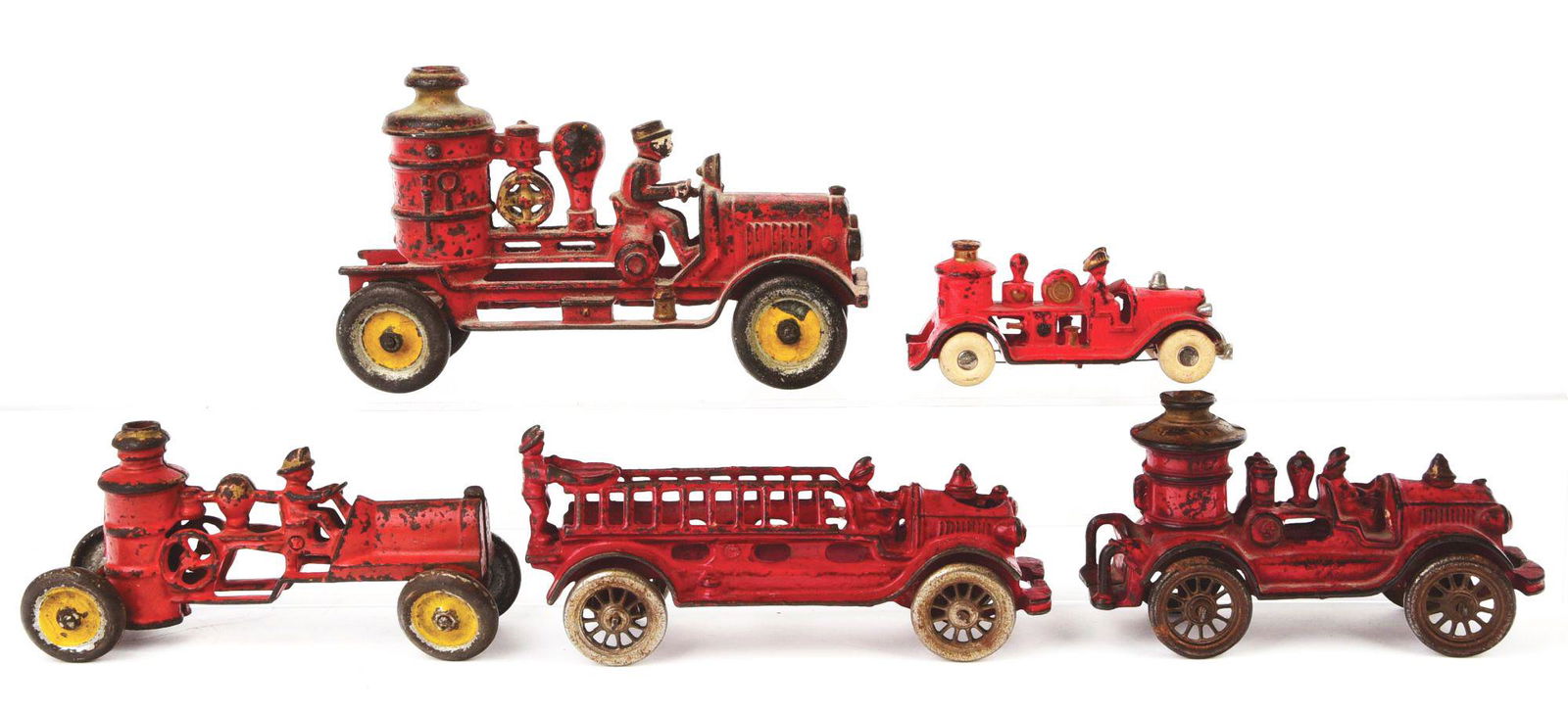 LOT OF 5: VARIOUS AMERICAN MADE CAST-IRON FIRE PUMPER (1 of 2)