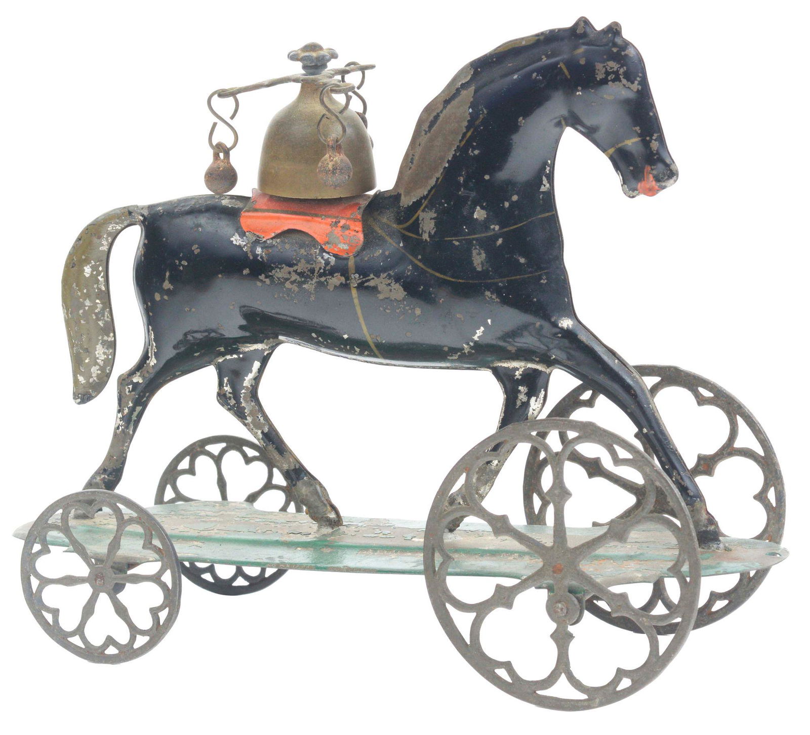 ALTHOF BERGMAN TIN HORSE BELL TOY. (1 of 2)