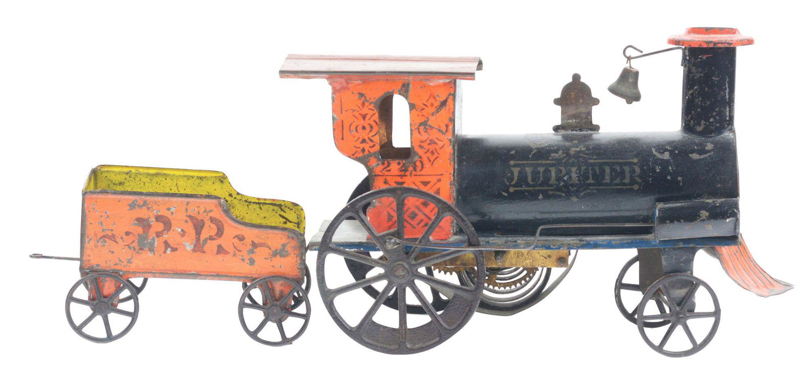 FALLOWS TIN JUPITER CLOCKWORK LOCOMOTIVE AND TENDER. (1 of 2)
