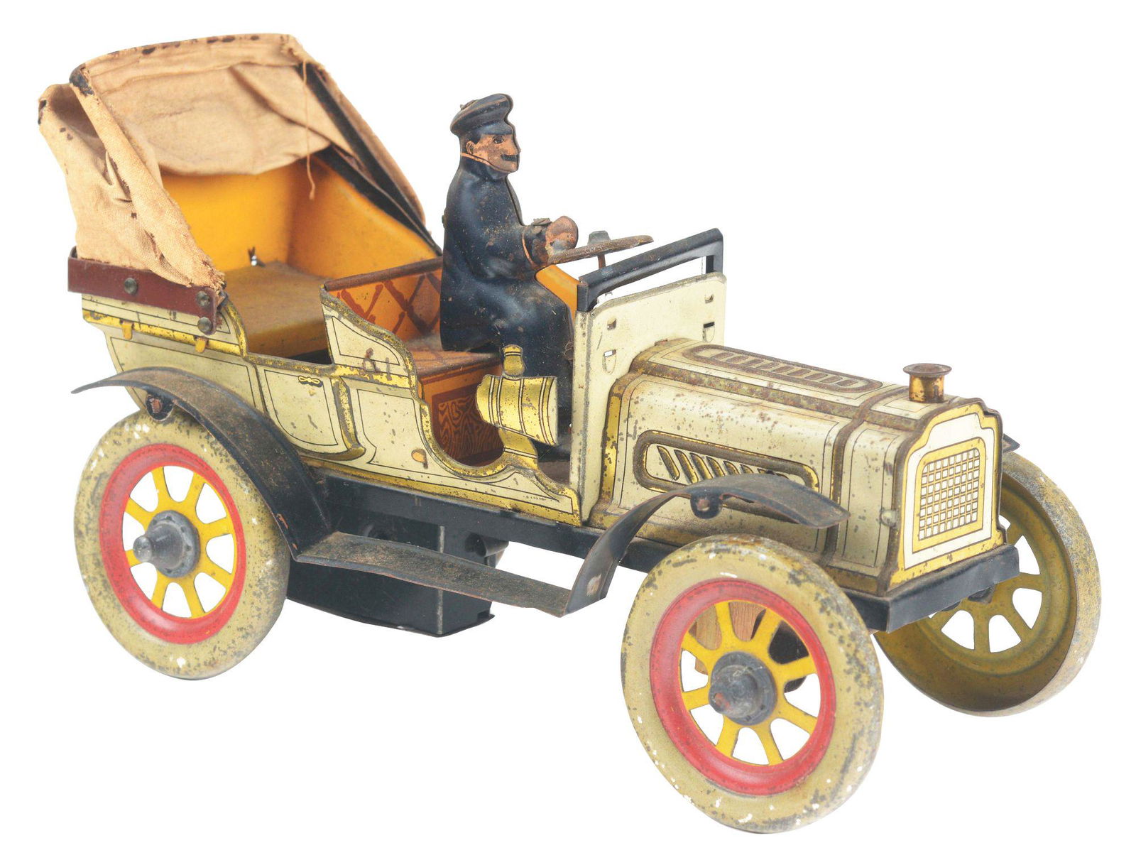 GERMAN CARETTE TIN-LITHO CONVERTIBLE AUTOMOBILE TOY. (1 of 3)