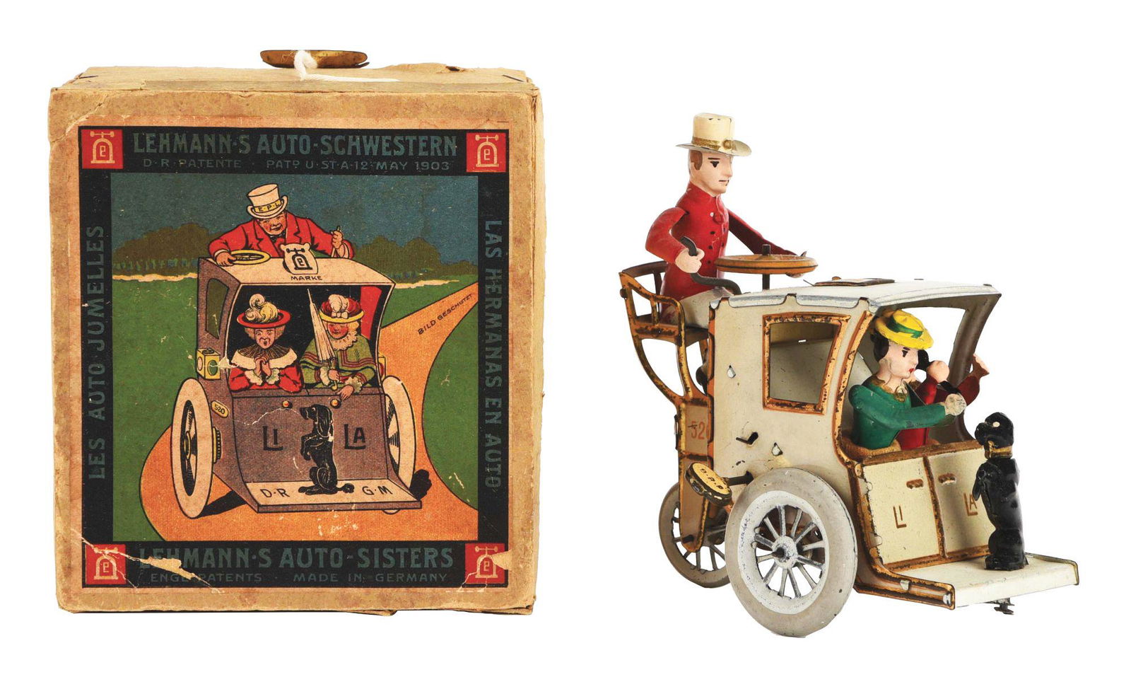 GERMAN LEHMANN TIN-LITHO WIND-UP LILA TOY. (1 of 5)
