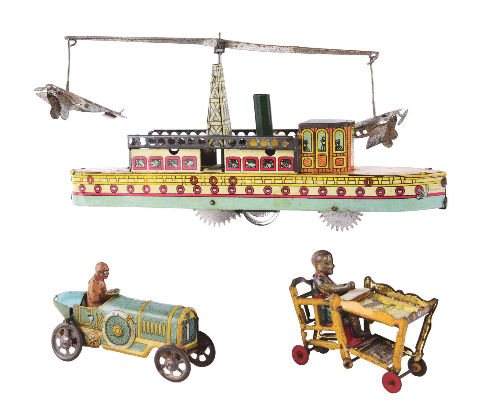 LOT OF 3: GERMAN AND SPANISH TIN-LITHO PENNY TOY AND (1 of 3)