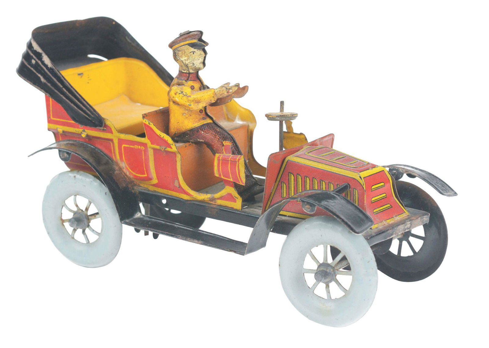 GERMAN TIN-LITHO WIND-UP OPEN TOURING CAR. (1 of 3)