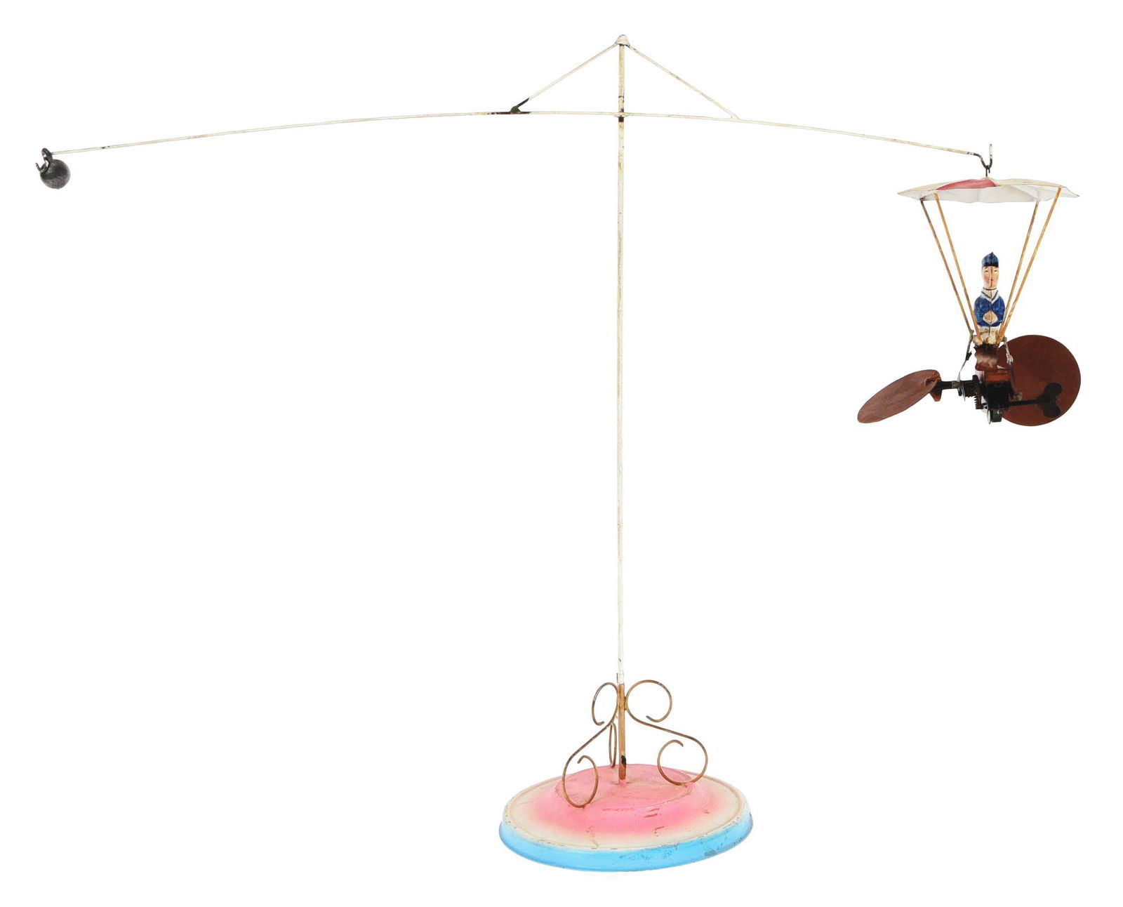 CONTEMPORARY GERMAN HAND-PAINTED CLOCKWORK FLYING TOY. (1 of 5)