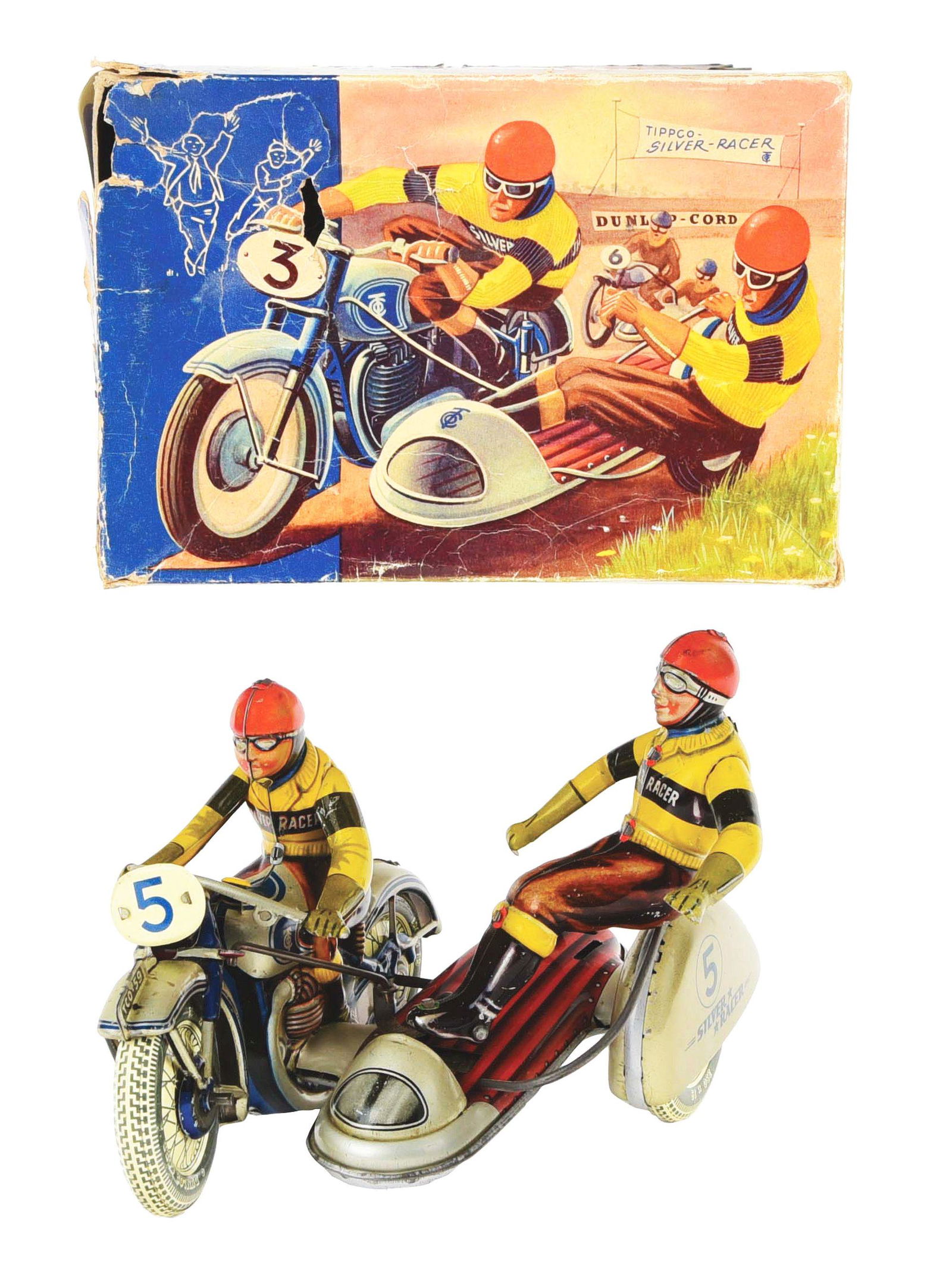 GERMAN TIPPCO TIN-LITHO WIND-UP SILVER RACER MOTORCYCLE (1 of 4)