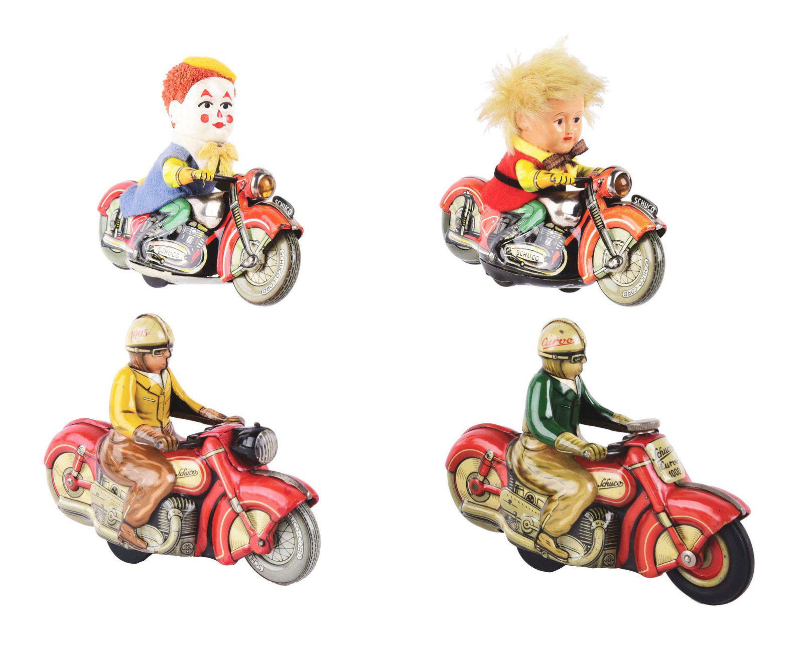 LOT OF 4: GERMAN POST-WAR TIN-LITHO WIND-UP MOTORCYCLE (1 of 3)