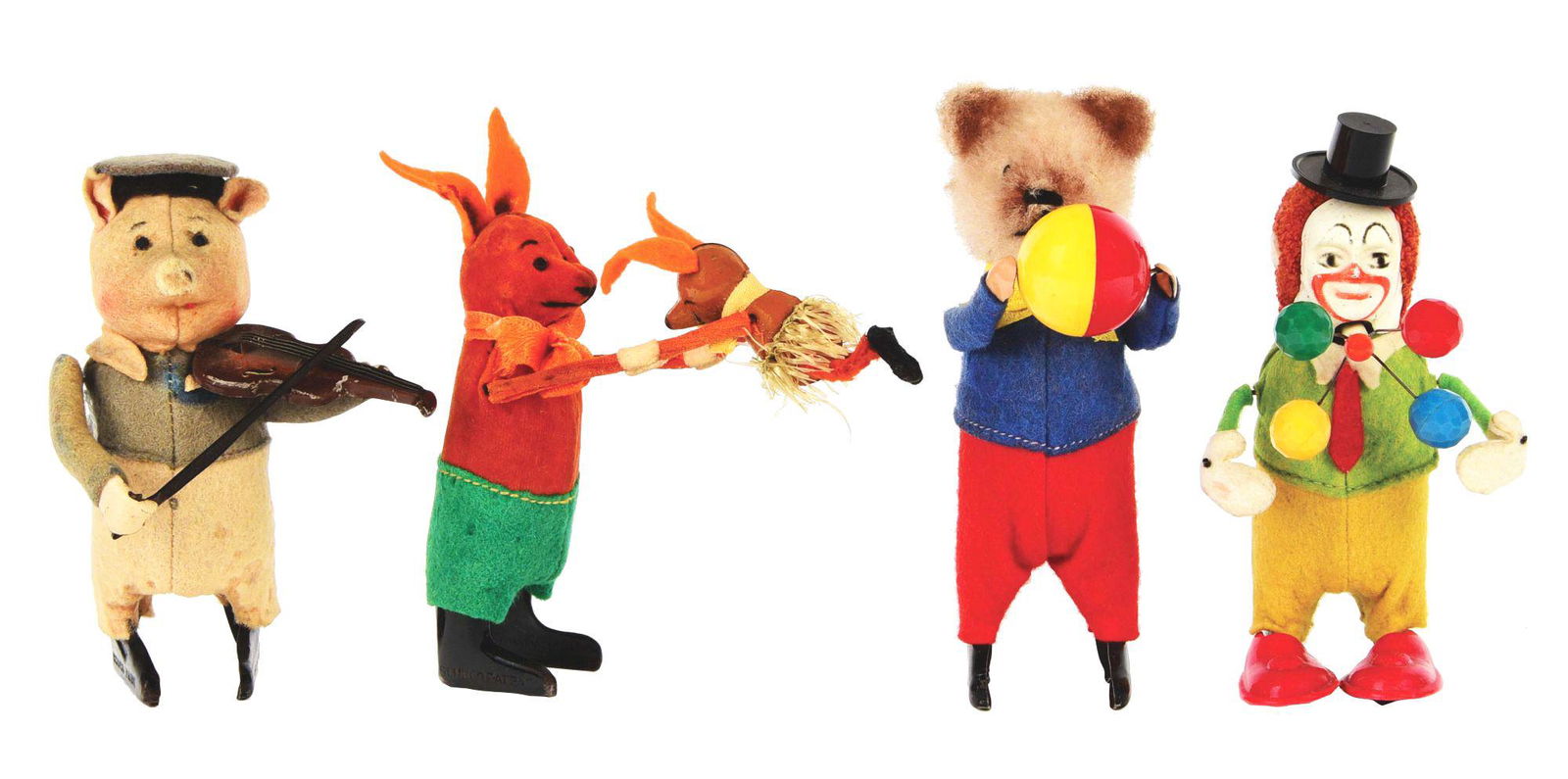 LOT OF 4 GERMAN SCHUCO WIND-UP CHARACTER TOYS. (1 of 2)