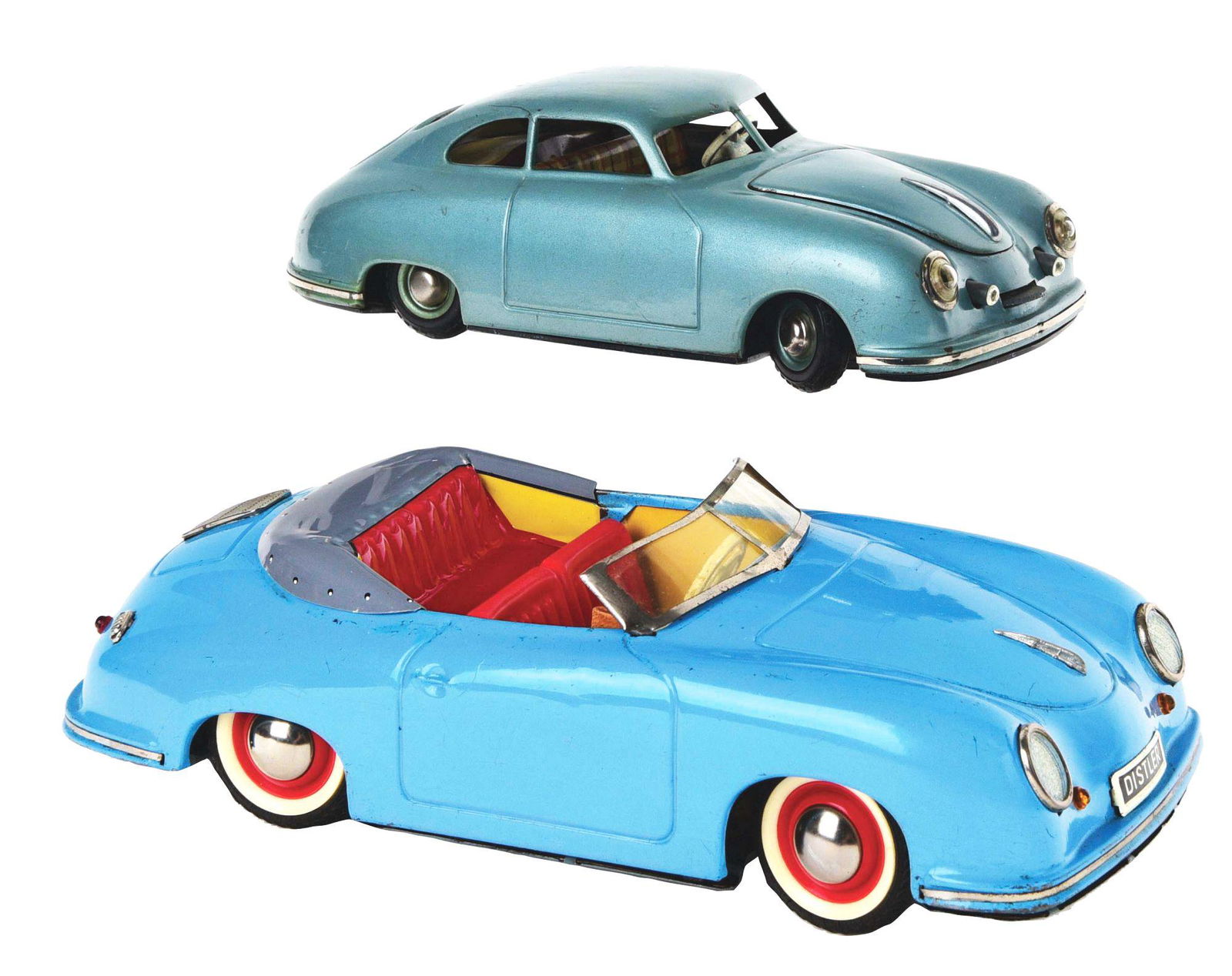 LOT OF 2: GERMAN TIN-LITHO WIND-UP PORSCHE AUTOMOBILES. (1 of 3)