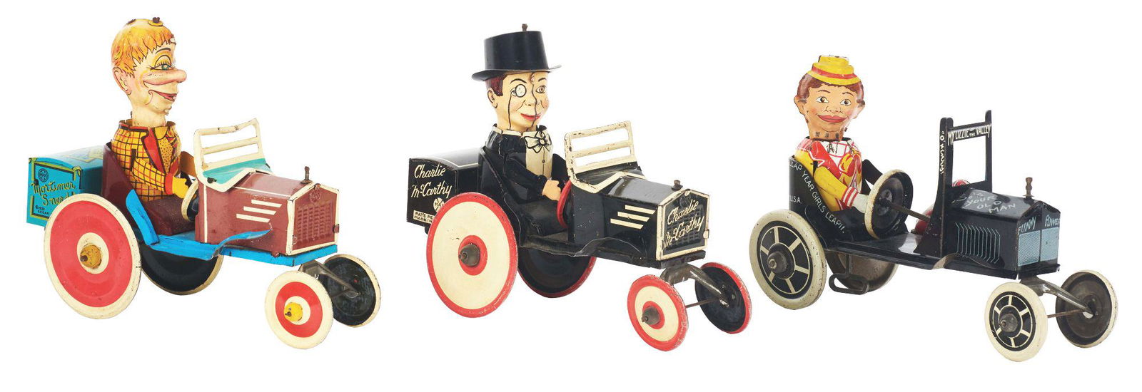 LOT OF 3: MARX TIN-LITHO WIND-UP WHOOPEE CAR TOYS. (1 of 2)