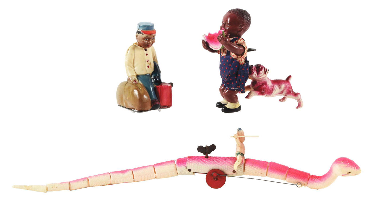 LOT OF 3: JAPANESE WIND-UP CELLULOID FIGURAL TOYS. (1 of 2)