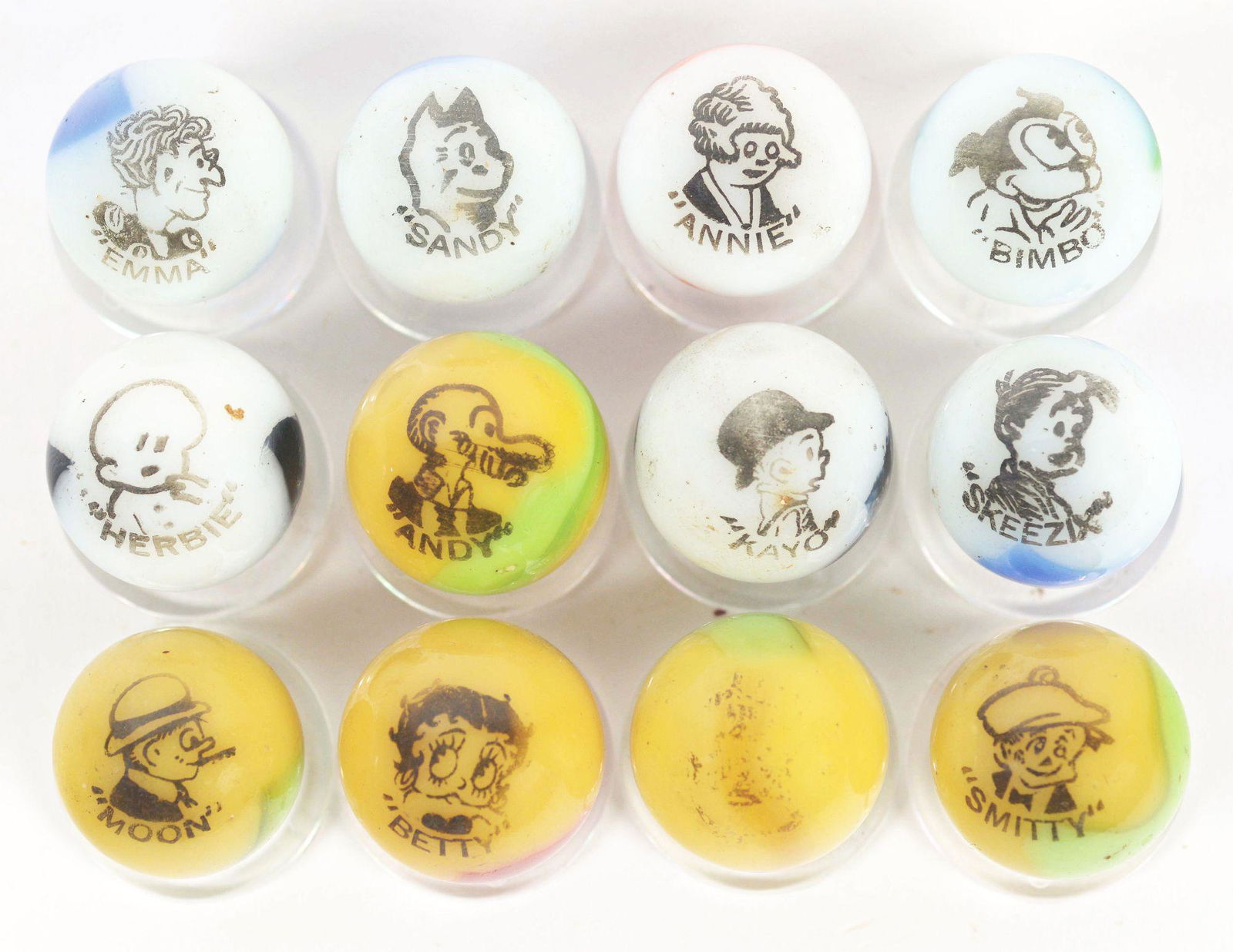 LOT OF 12: COMIC MARBLES. (1 of 2)