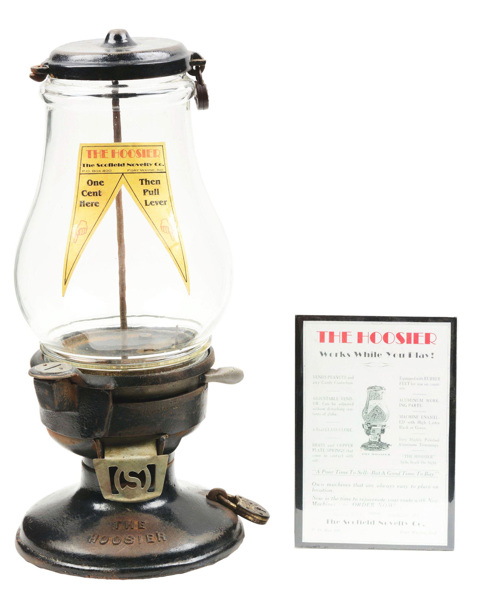 1¢ "THE HOOSIER" PEANUT VENDING MACHINE WITH CORRECT (1 of 8)