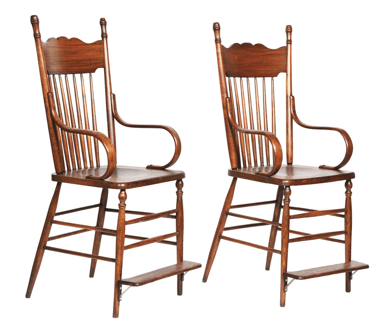 LOT OF 2: PAIR OF BILLARD HALL CHAIRS. (1 of 4)
