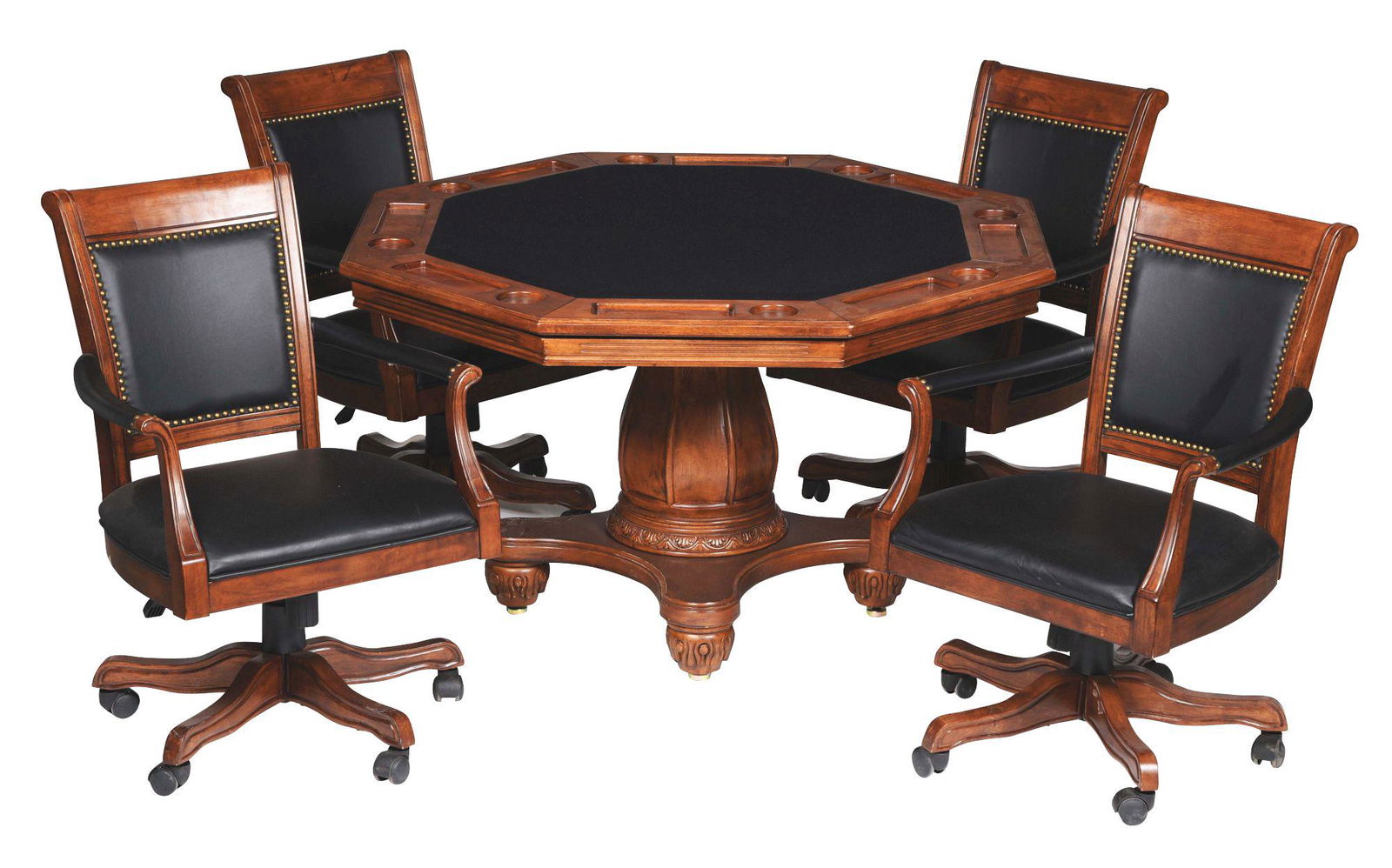 POKER TABLE AND FOUR CHAIRS WITH CARDS AND CASE OF (1 of 3)