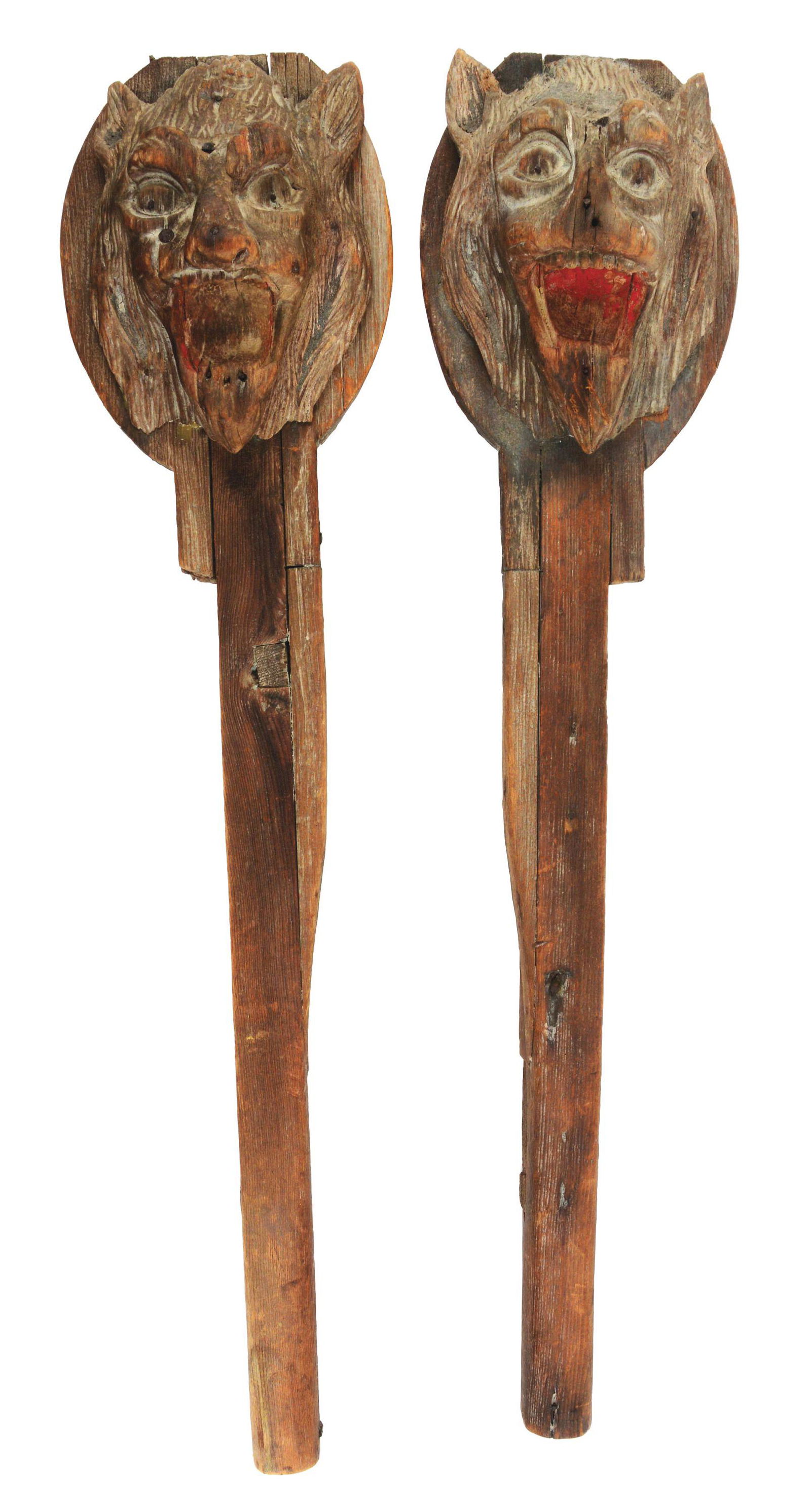 LOT OF 2: HAND-CARVED CARNIVAL TARGETS. (1 of 4)