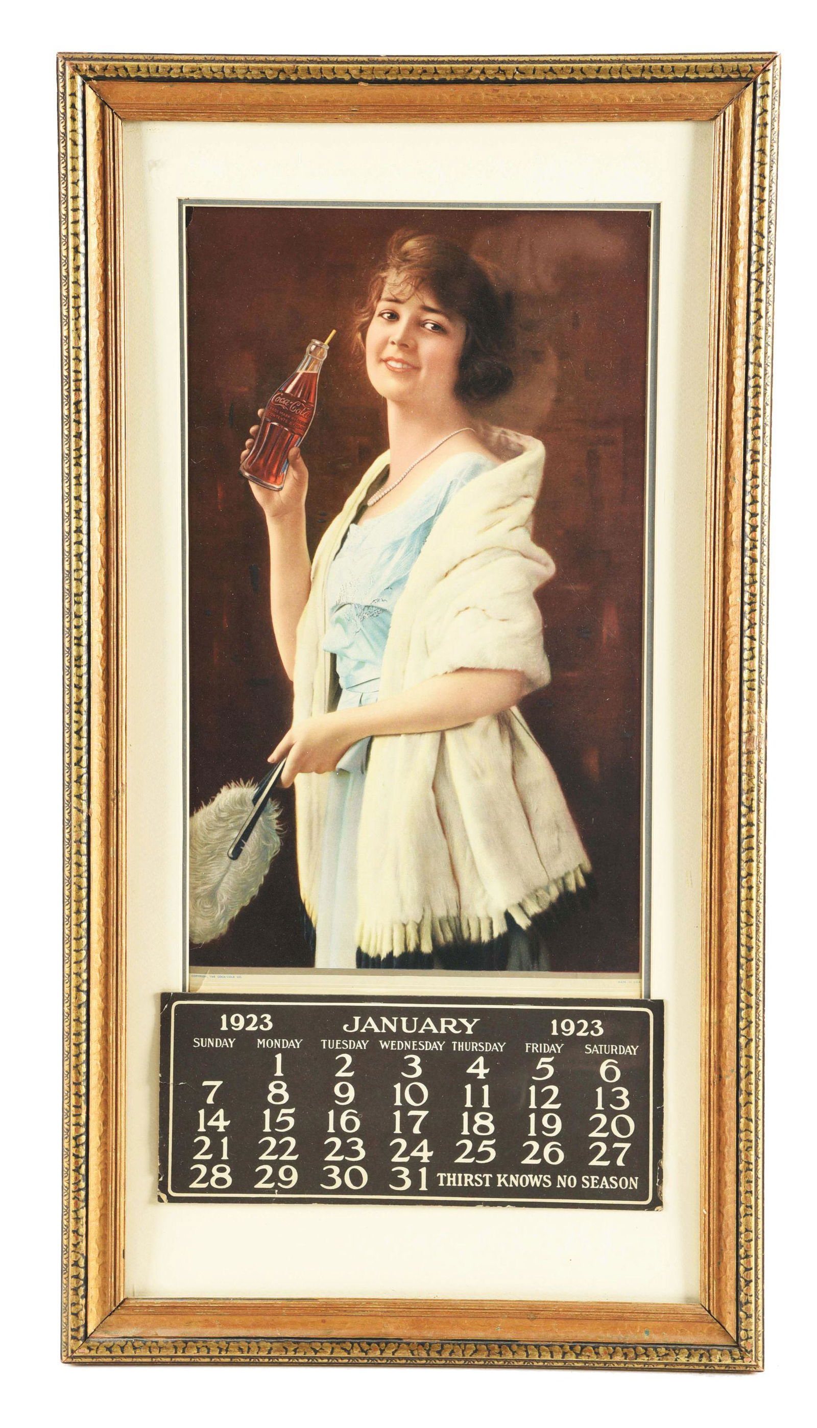1923 COCA-COLA CALENDAR WITH BOTTLE. (1 of 2)