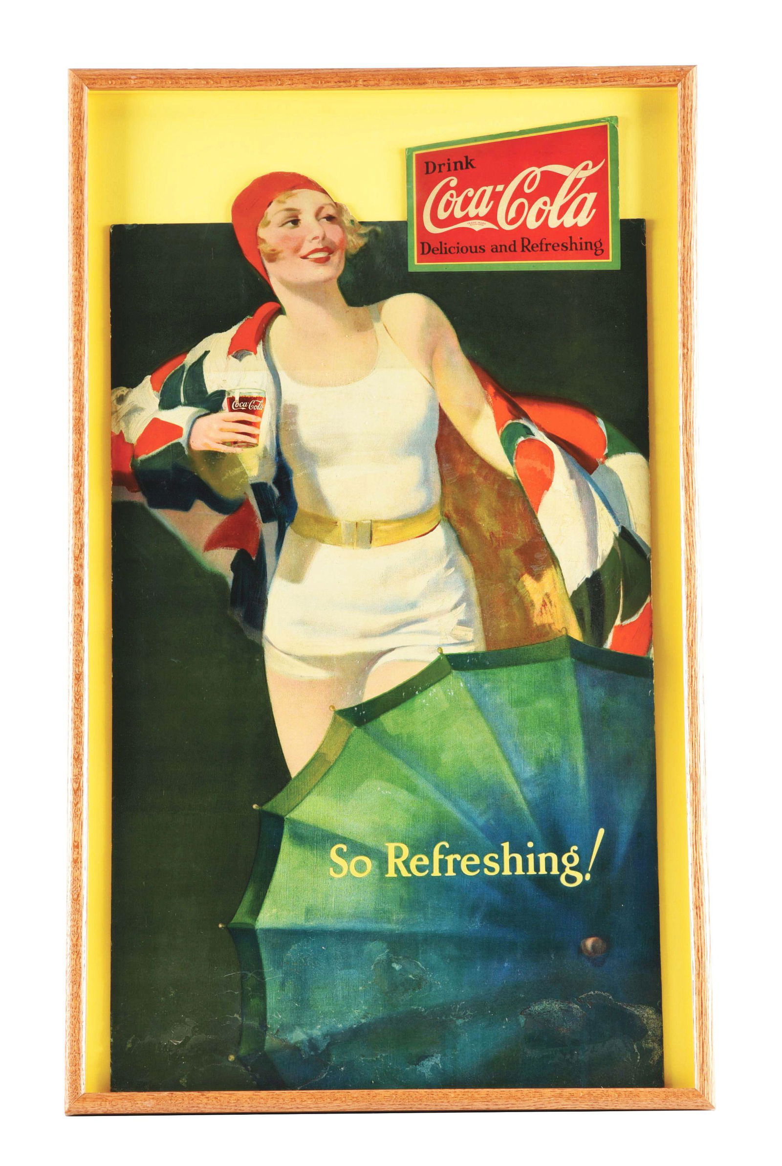 1930'S COCA-COLA DIE-CUT CARDBOARD ADVERTISING SIGN. (1 of 2)