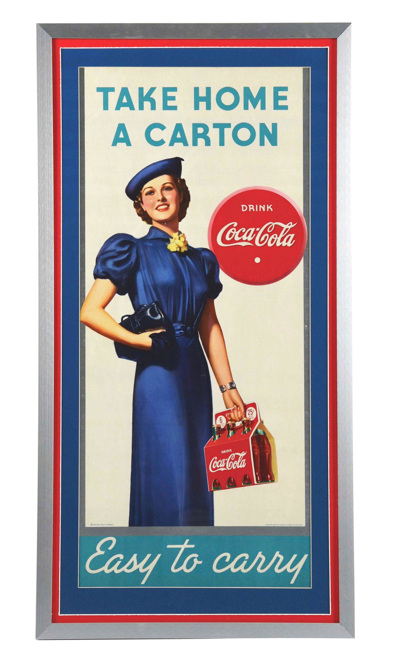 BEAUTIFUL 1937 COCA-COLA CARDBOARD SIGN. (1 of 2)