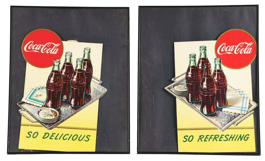 COCA-COLA CARDBOARD CUT-OUT SIGNS.