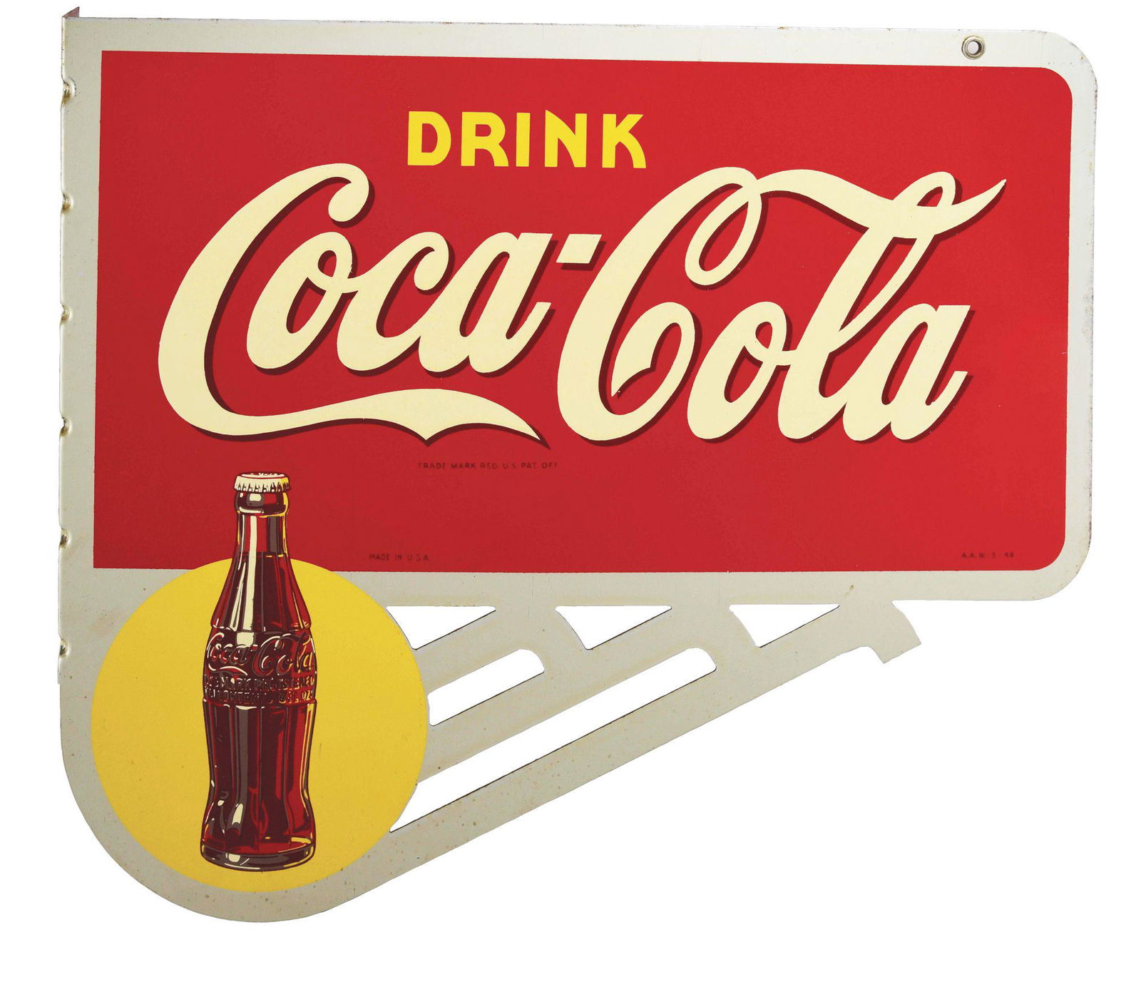 COCA-COLA TIN ADVERTISING FLANGE SIGN. (1 of 4)