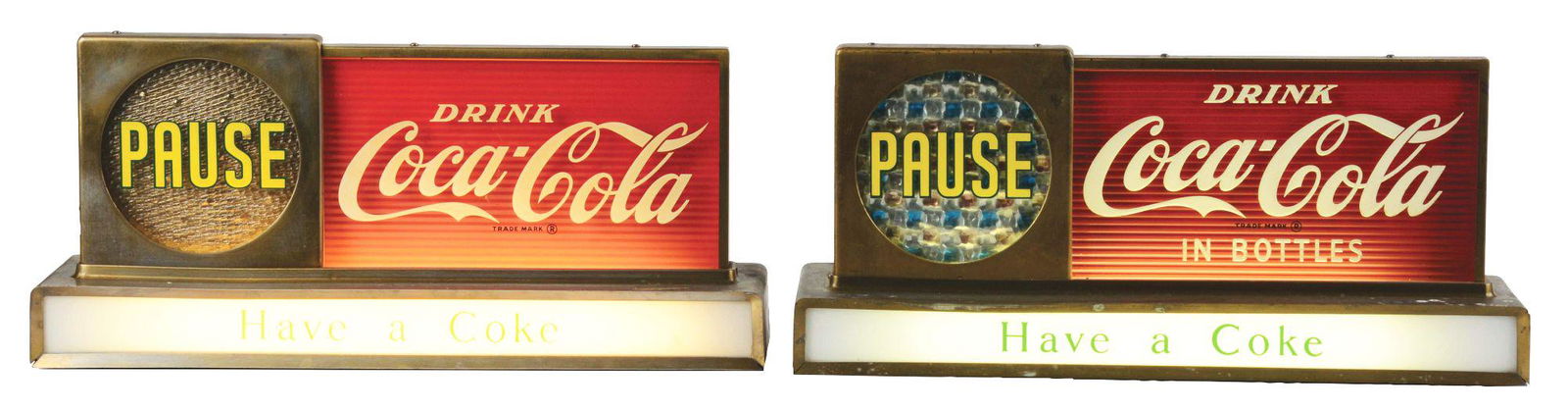 LOT OF 2: COCA-COLA PAUSE LIGHT-UP COUNTER TOP SIGNS. (1 of 7)