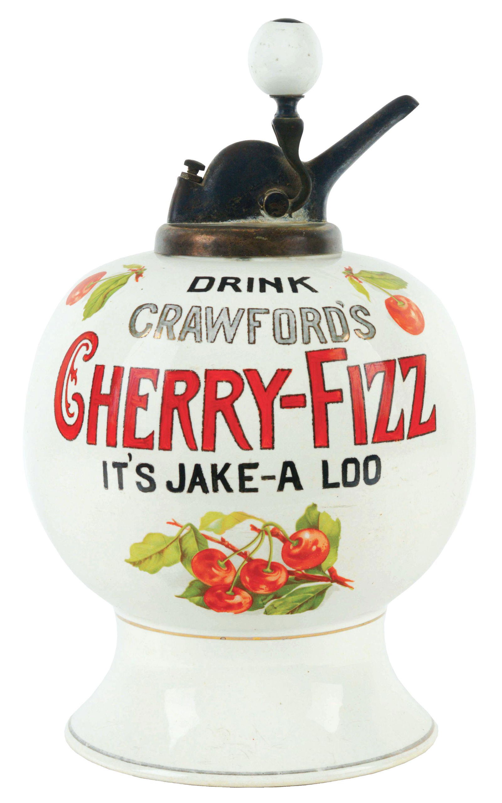 CRAWFORD'S CHERRY FIZZ SYRUP DISPENSER. (1 of 2)