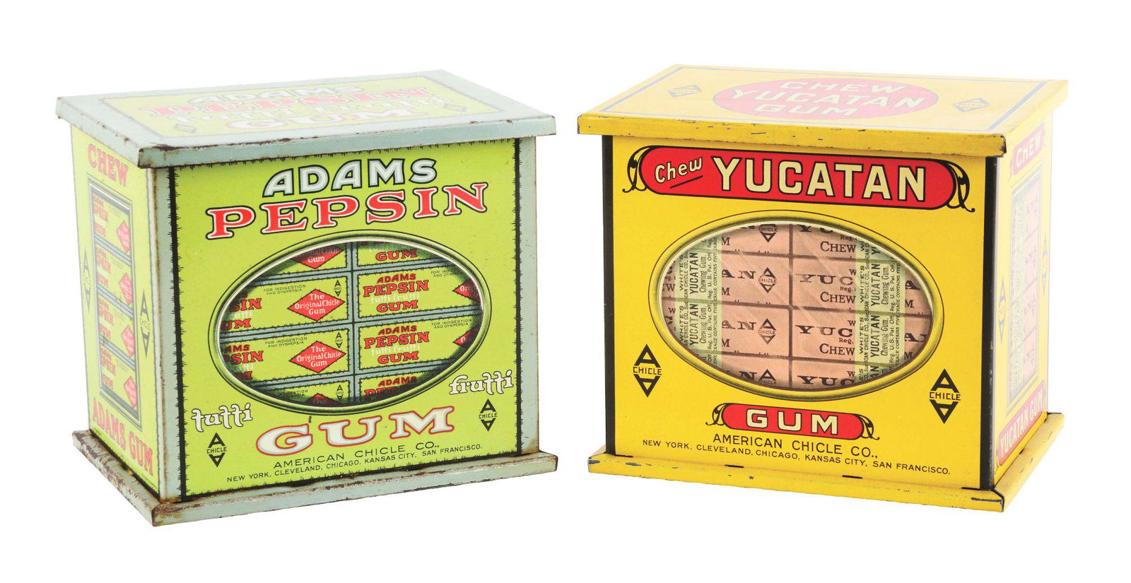 LOT OF 2: CHEWING GUM COUNTER TINS. (1 of 2)