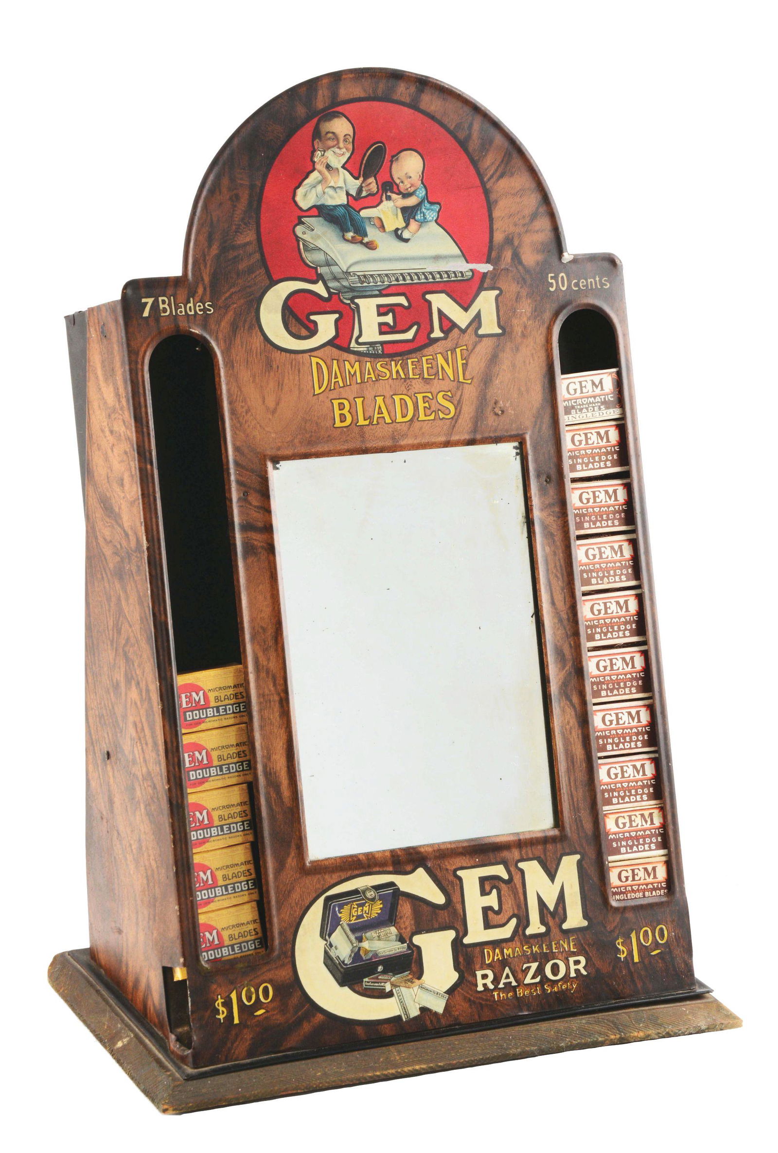 EARLY ORIGINAL CONDITION GEM RAZOR BLADE TIN COUNTER (1 of 4)