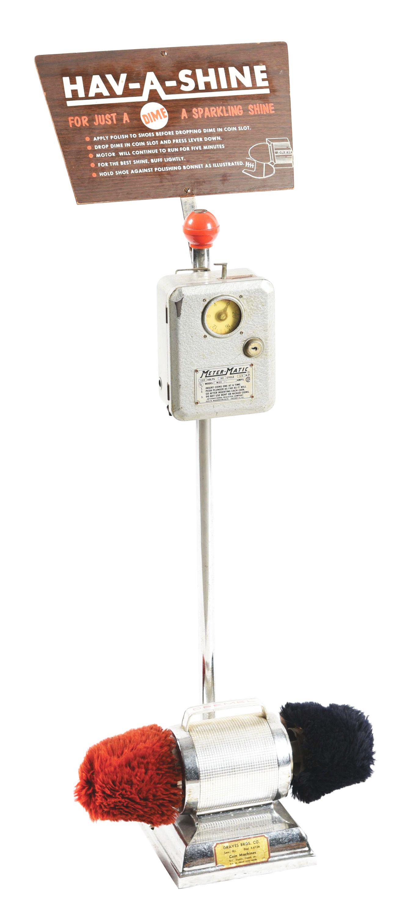 10¢ DREMMEL "HAV-A-SHINE" COIN-OPERATED SHOE SHINE. (1 of 7)