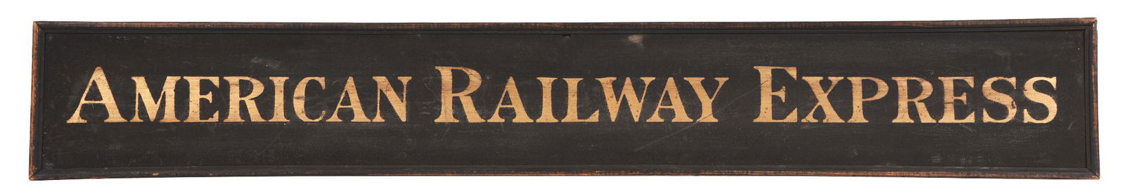 AMERICAN RAILWAY EXPRESS SAND PAINTED WOOD SIGN. (1 of 2)