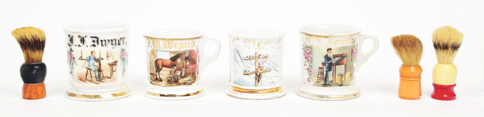 LOT OF 4: OCCUPATIONAL SHAVING MUGS. (1 of 3)